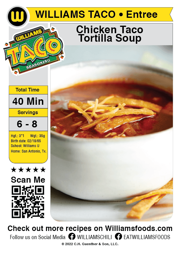 Williams All-Stars Taco trading card from Beast Creative Agency back