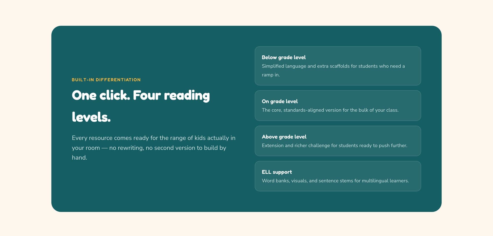 TEKSBuilder: every resource in four reading levels