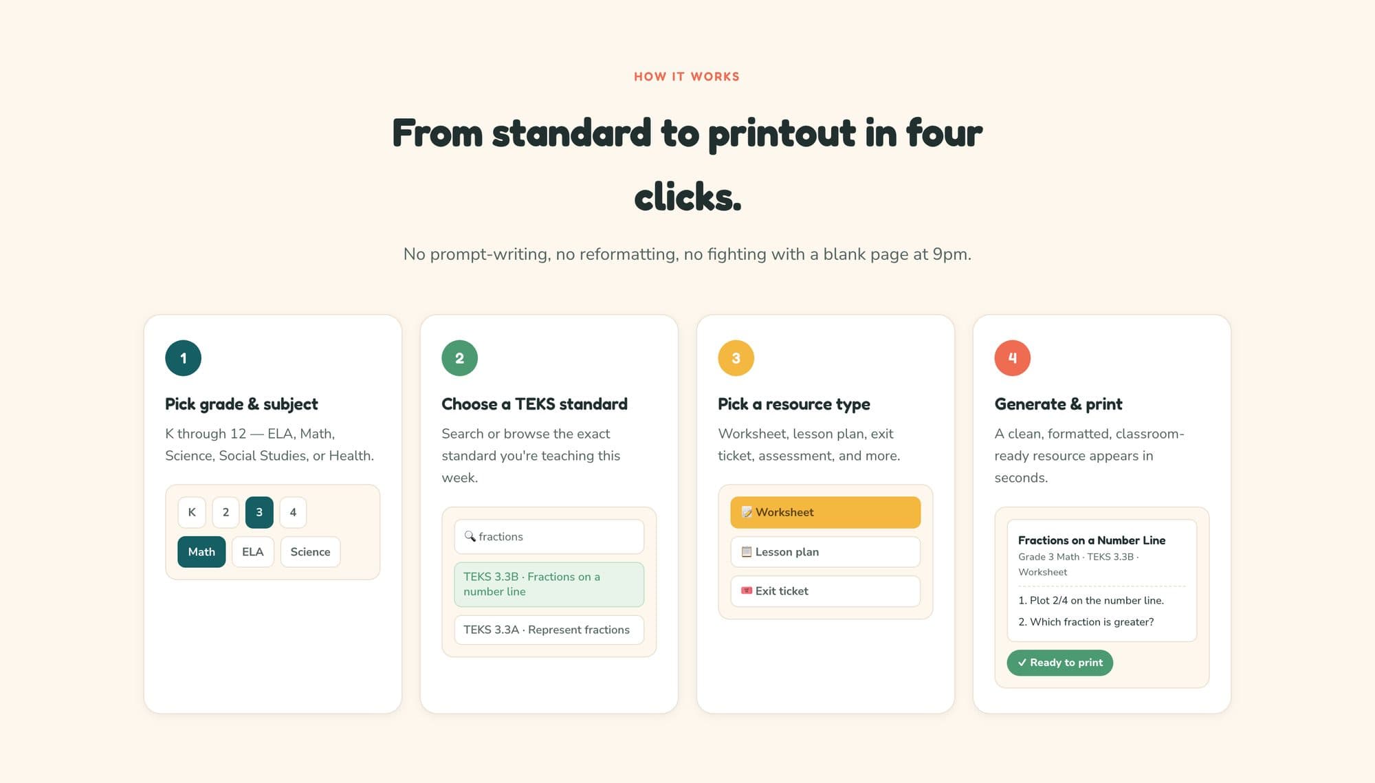 TEKSBuilder: from standard to printout in four clicks