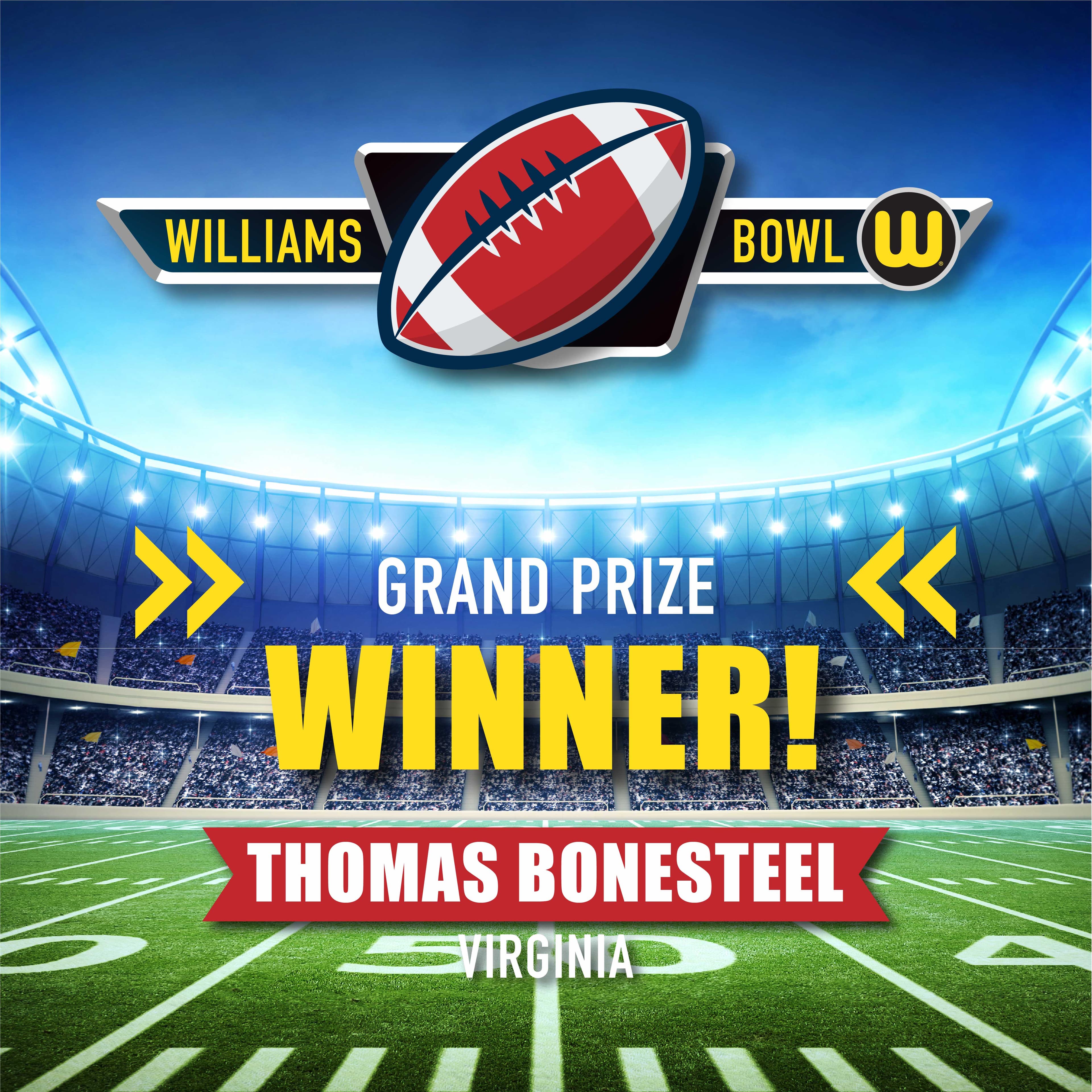 Williams Bowl Grand Prize winner announcement