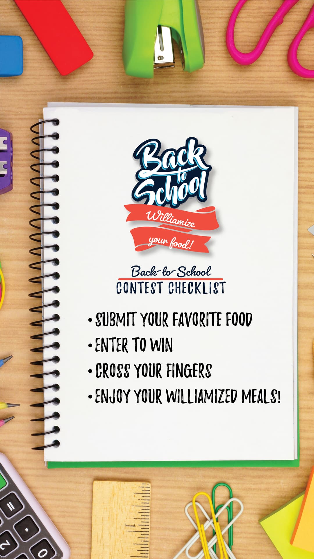 Williams BTS mobile story: Williamize Your Food notebook